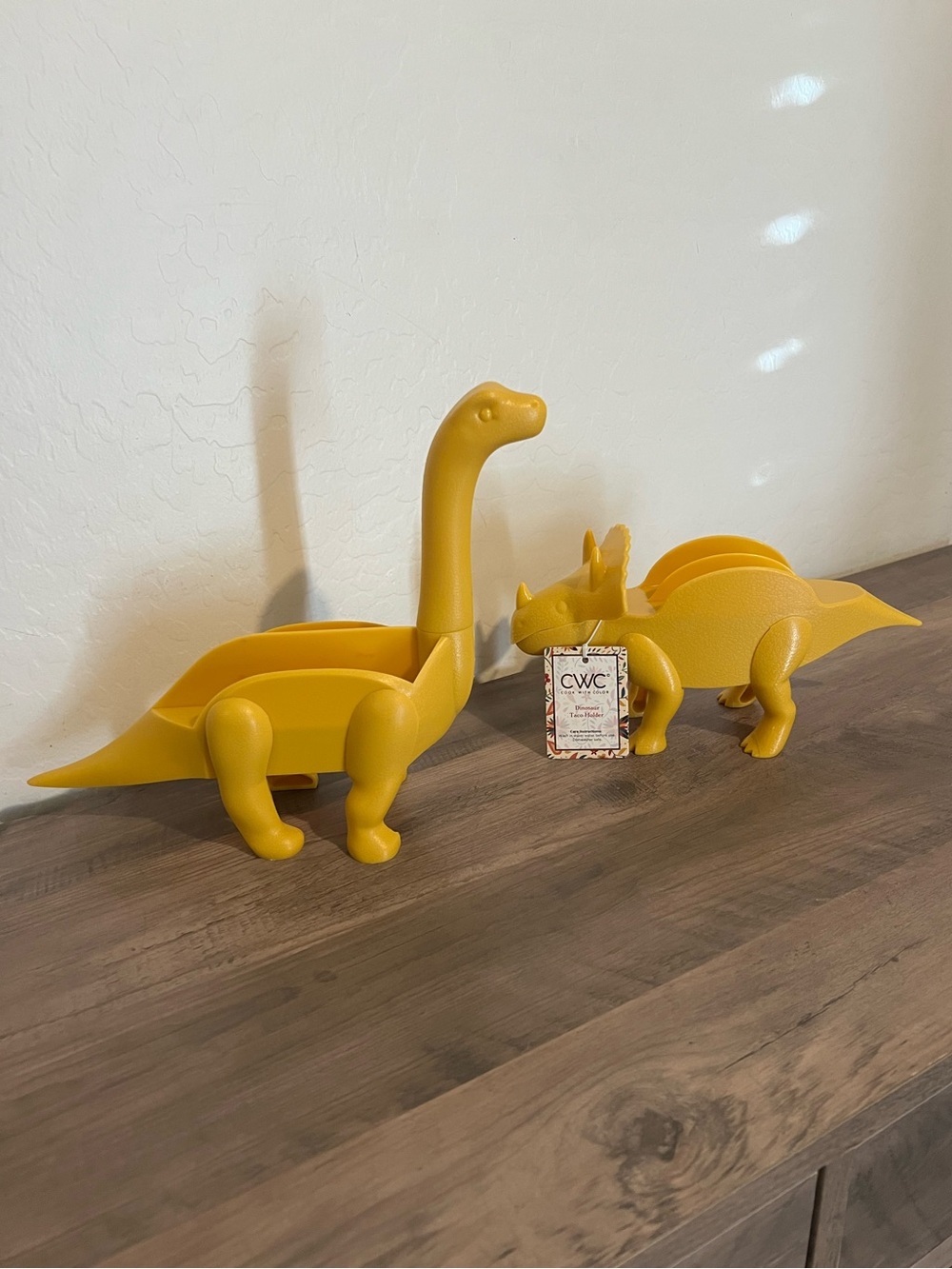 Yellow Plastic Dinosaur Taco Holders Set of 2 Kids Kitchen Utensil